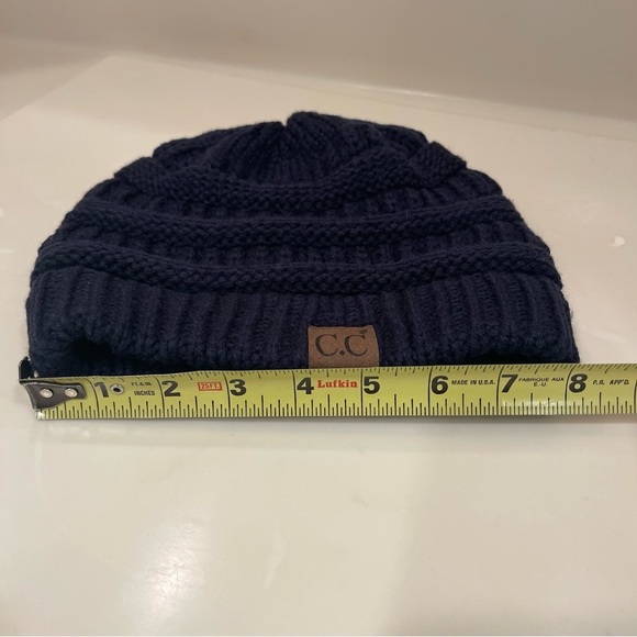C.C Navy Unisex Chunky Soft Stretch Cable Knit Winter Hat - Picture 10 of 12
